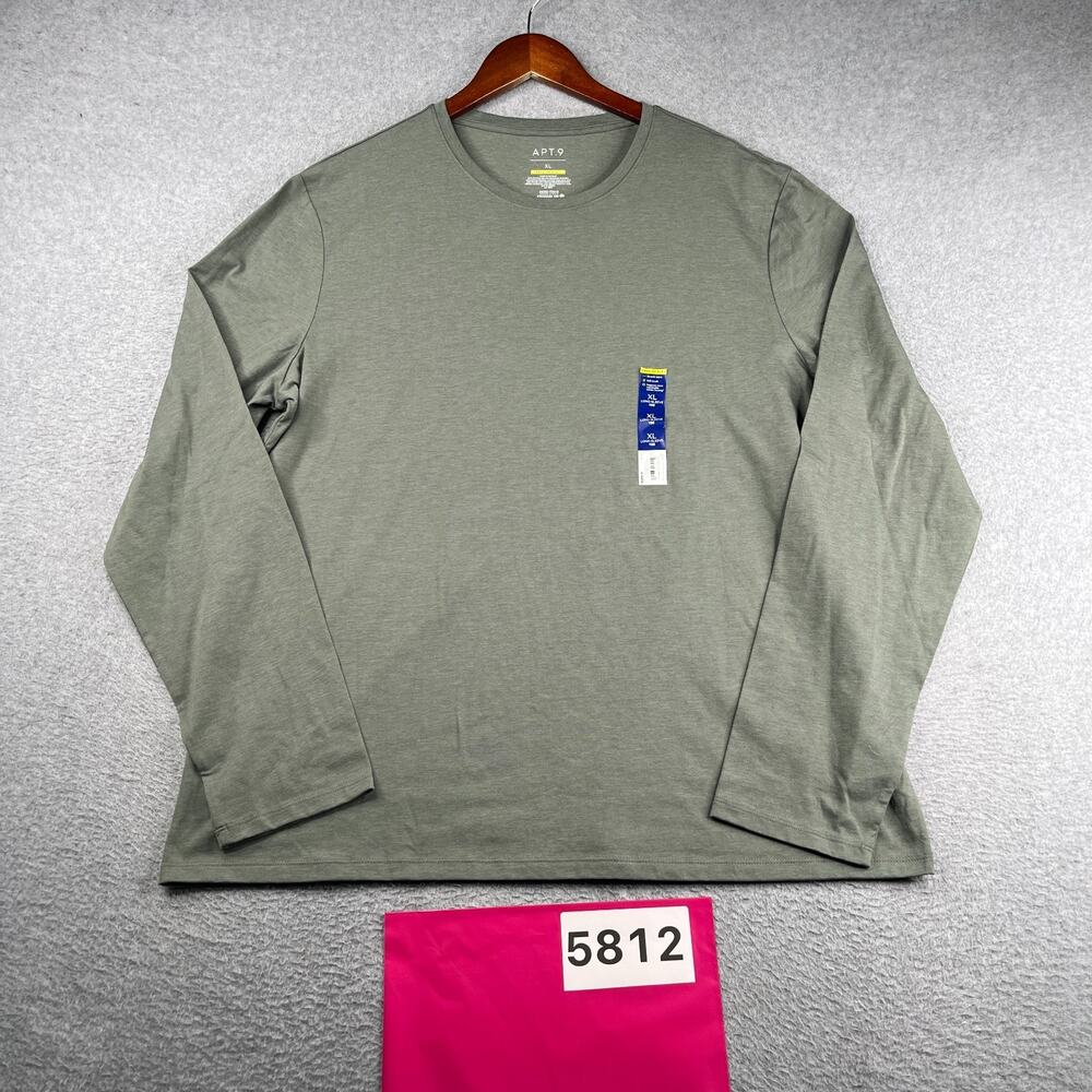 Apt. 9 Long Sleeve T Shirt Heather Green Stretch casual Mens XL NEW NWT